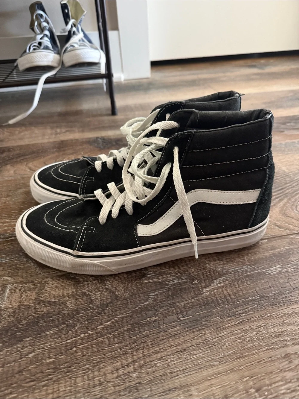 Men's Black High-Top Canvas Skate Shoes with White Detailing